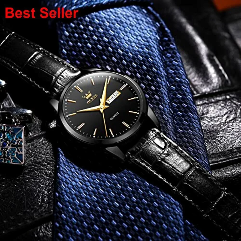 Men's Stainless Steel Analog Quartz Watch with Luminous Hands
